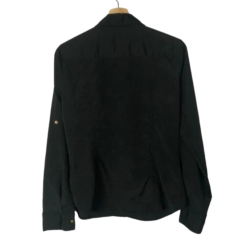 Michael Kors Black Full Zip Utility Long Sleeve Top‎ M